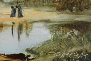 Gallyas Mária (?-): Táj. Olaj, farost, jelzett, fakeretben, 13×18 cm