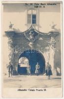 1929 Gyulafehérvár, Karlsburg, Alba Iulia; Cetate Poarta III. Foto Bach / a három vezér emlékműve, látkép, katonák / monument, general view, soldiers. photo