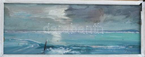Vágfalvi Ottó (1925-2015): Balaton. Olaj, farost, jelzés nélkül. Hátoldalán feliratozott. Fakeretben, 7,5×16,5 cm