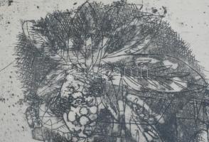 Lenkey Zoltán (1936-1983): Ősz, rézkarc, papír, jelzett, számozott (50/41), üvegezett fakeretben, há...