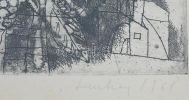 Lenkey Zoltán (1936-1983): Ősz, rézkarc, papír, jelzett, számozott (50/41), üvegezett fakeretben, há...