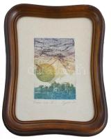 Egresi Zsuzsa (1954-2025): Óváros. Színes rézkarc, papír. Jelzett. Számozott (12/10?). Üvegezett fak...