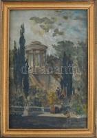 Jelzés nélkül, feltehetően XX. sz. eleje: Jelenet. Olaj, fatábla. Apró felületi sérülésekkel, fakeretben, 31,5x21 cm.