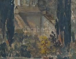 Jelzés nélkül, feltehetően XX. sz. eleje: Jelenet. Olaj, fatábla. Apró felületi sérülésekkel, fakere...