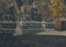 Jelzés nélkül, feltehetően XX. sz. eleje: Jelenet. Olaj, fatábla. Apró felületi sérülésekkel, fakere...