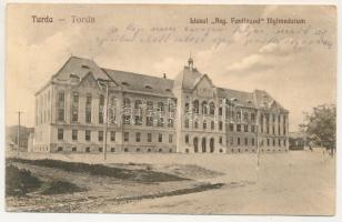 1925 Torda, Turda; Liceul Regele Ferdinand / Állami főgimnázium. Kiss. J. kiadása / grammar school (ragasztónyom / glue mark)