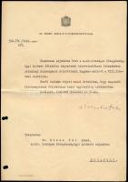 1941 Bp., vitéz Keresztes-Fischer Ferenc (1881-1948) belügyminiszter autográf aláírása kinevezésen