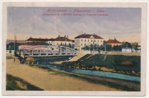 Nagyszeben, Hermannstadt, Sibiu; Honvéd laktanya, híd. Jos. Drotleff / Honvedkaserne / Cazarma honvezilor / K.u.K. military barracks, bridge (Rb)