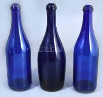 5 darab királykék díszüveg, közte jelzett, m: 35 cm alatt