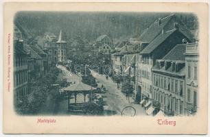 Triberg im Schwarzwald, Marktplatz. Verlag: Fried. Pfahrer / street view, shops, pavillion. Emb.