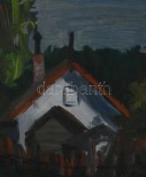 Urbán jelzéssel: Utcarészlet, 1962. Olaj, vászon. Sérült. Dekoratív, sérült fakeretben, 34,5x50 cm
