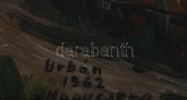 Urbán jelzéssel: Utcarészlet, 1962. Olaj, vászon. Sérült. Dekoratív, sérült fakeretben, 34,5x50 cm