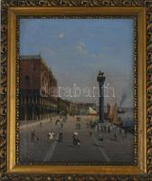 Olvashatatlan jelzéssel, feltehetően XIX. sz. festő: Velencei részlet. Olaj, vászon, jelezve jobbra középen, 52,5×42 cm. Dekoratív, kissé sérült fakeretben.