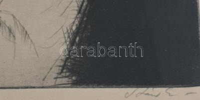 Szász Endre (1926-2003): Anya gyermekével. Rézkarc, papír, jelzett, üvegezett fakeretben, 19,5×29 cm