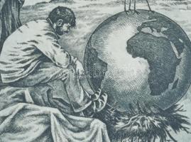 Budai Tibor (1946-): Meditáció 2. Rézkarc, papír, jelzett, üvegezett fakeretben, 19×12,5 cm