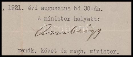 1921 Bp., sédeni és remetei gróf Ambrózy Lajos (1868-1945) diplomata, követségi tanácsos, meghatalma...