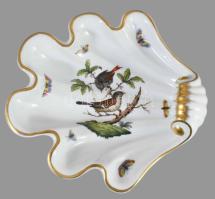 Herendi Rothschild mintás kagyló alakú kínáló, jelzett, hibátlan, 23x22 cm