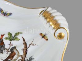 Herendi Rothschild mintás kagyló alakú kínáló, jelzett, hibátlan, 23x22 cm