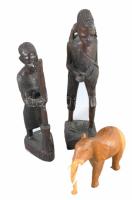 3 darab afrikai faragott szobor, m: 28 cm alatt.