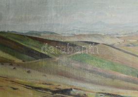 Kapussy György (1903-1986): Dombos táj, 1949. Olaj, vászon. Jelzett. 87,5x125 cm. IZÁRÓLAG SZEMÉLYES...