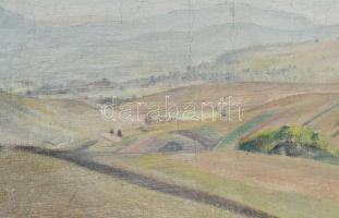 Kapussy György (1903-1986): Dombos táj, 1949. Olaj, vászon. Jelzett. 87,5x125 cm. IZÁRÓLAG SZEMÉLYES...
