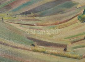 Kapussy György (1903-1986): Dombos táj, 1949. Olaj, vászon. Jelzett. 87,5x125 cm. IZÁRÓLAG SZEMÉLYES...