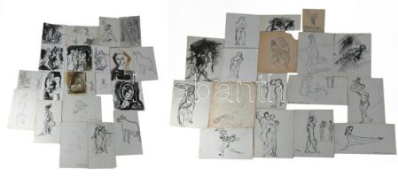 Zemplényi Magda (1899-1965): 37 db tanulmányrajz, 1939 körül. Ceruza, tus, papír. Részben jelzett. K...