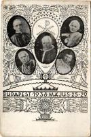 Budapest XXXIV. Nemzetközi Eucharisztikus Kongresszus. Pacelli bíboros a pápa követe, Horthy Miklósné Purgly Magdolna fővédnök, Heylen Tamás namuri püspök az állandó bizottság elnöke, XI. Piusz pápa őszentsége, Serédi bíboros Magyarország hercegprímása / 34th International Eucharistic Congress (EK)