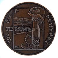 Fritz Mihály (1947-) 1996. "100 év a fényért / A Tungsram 100 éves fennállásának emlékére 1896-1996" bronz emlékérem műanyag tokban (42,5mm) T:UNC