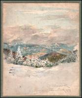 Ócsvár Rezső (1877-1968): Szomolnok (Smolnik), 1900. Akvarell, karton, jelzett, kissé foltos, paszpa...