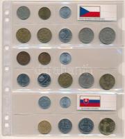 Csehszlovákia 1971-1990. 10h-10K (13xklf) + Csehország 1993-1994. 1K-2K (3xklf) + Szlovákia 1993-1994. 10h-10Sk (6xklf) T:vegyes Czechoslovakia 1971-1990. 10 Haleru - 10 Koruna (13xdiff) + Czech Republic 1993-1994. 1 Koruna - 2 Koruna (3xdiff) + Slovakia 1993-1994. 10 Halierov - 10 Korun (6xdiff) C:mixed