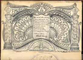 1930-1968 Emlékkönyv sok bejegyzéssel és rajzzal, köztük P. Tátrai Gyula (1914-1975) pap, ferences s...