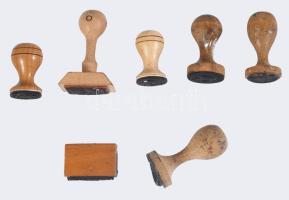 ca 1960 7 db Erdélyi, székelyudvarhelyi vonatkozású gumibélyegző, feliratosok, képesek