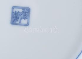 Kínai kínálóedény, jelzett, belül is festett, hibátlan, 19x8 cm