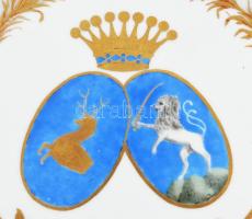 Levéltartó tálca. cca 19. sz., magyar vagy osztrák, kilenc gombos grófi koronás címer ábrázolással, ...