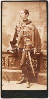 cca 1890 Huszár portréja, keményhátú fotó, 20,5x10 cm