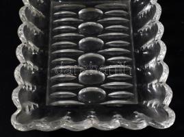 Üveg tálka ezüst (Ag) rátéttel, német hold korona jelzéssel, 15x9,5 cm