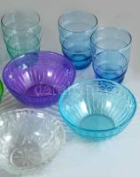 4 darab retro színes pohár m: 10,5 cm + 4 darab tálka d: 14 cm