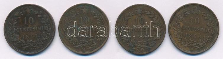 Olaszország 1862N 10c bronz "II. Viktor Emánuel" + 1866M 10c bronz "II. Viktor Emánuel" + 1867N 10c bronz "II. Viktor Emánuel" + 1893BI 10c bronz "I. Umberto" T:XF-F Italy 1862N 10 Centesimi Bronze "Victor Emmanuel II" + 1866M 10 Centesimi Bronze "Victor Emmanuel II" + 1867N 10 Centesimi Bronze "Victor Emmanuel II" + 1893BI 10 Centesimi Bronze "Umberto I" C:XF-F  Krause KM#11, KM#27