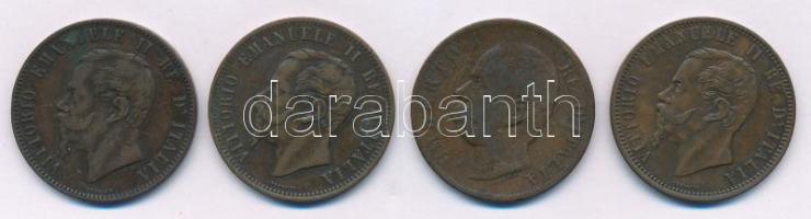Olaszország 1862N 10c bronz "II. Viktor Emánuel" + 1866M 10c bronz "II. Viktor Emánue...