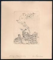 Oskar Laske (1874-1951): Tea (Tee). Rézkarc, papír, jelzett, 10x7,5 cm / etching on paper, signed