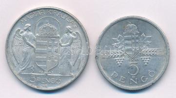 1943. 5P Al "Horthy Miklós születésének 75. évfordulójára" + 1945. 5P Al "Parlament" T:XF