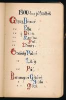 1900 Zámori Lujza teniszkönyve, benne fotójával, 40 oldalnyi kézirat teniszpartnerekről, bőr kötésbe...