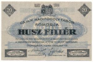 1916. Somorja / hadifogolytábor 20f arab sorszámmal "B1 0794" T:F szép papír
Hungary 1916...