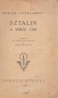 Sztojanoff, Borisz:  Sztalin, a vörös cár. [Budapest, 1942]. Szenkó kiadás [ny. n.] 317 + [3] p. Dokumentumregény Sztálin életéről és a szovjet belpolitika leszámolásairól. A szovjetbarátnak éppen nem mondható munka számos forrásmunka nyomán született, cselekménye a kezdetektől az 1941. évi hadüzenet nélküli német támadásig terjed. A szovjet rendszerről kedvezőtlen képet alkotó munka szerepel az Ideiglenes Nemzeti Kormány által 1945-ben betiltott művek jegyzékén. A címoldalon és az utolsó oldalon egykori gyűjteményi bélyegzés nyomai, példányunk levelein enyhe foltosság, lapszélei gyűröttek, első levelén szakadás, verzóján javítás, a színes, illusztrált védőborító hiányzik. Fűzve, külső védőborító nélkül.