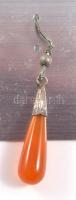 Ezüst (Ag) fülbevaló pár, karneol cseppel, bontatlan
