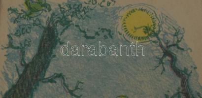 Oskar Laske (1874-1951): Menekülés Egyiptomba. Litográfia, papír, jelzett a litográfián, üvegezett f...