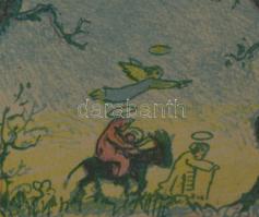 Oskar Laske (1874-1951): Menekülés Egyiptomba. Litográfia, papír, jelzett a litográfián, üvegezett f...
