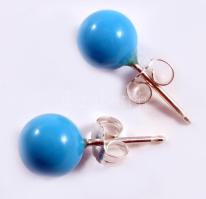 Ezüst (Ag) fülbevaló pár, kalcedon gömbbel, jelzett, bruttó 1,5g