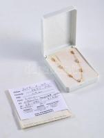 Arany (Au) nyaklánc, édesvízi gyöngyökkel, 1,4K, jelzett, számlával, bruttó 1,4g